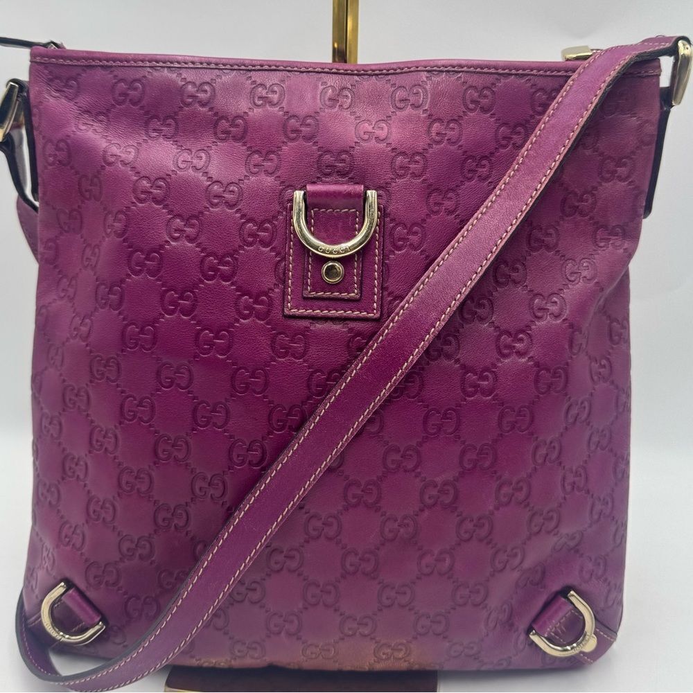 Gucci Magenta Purple Guccisima GG Signature Abbey D Ring Crossbody Messenger Bag - Picture 8 of 16